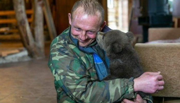 The community had numerous residents, but only one noticed the bear cub and rescued him
