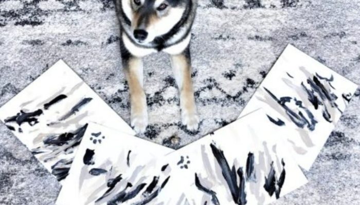 A competent dog makes lots of money by selling his imaginative manifestations on the web.