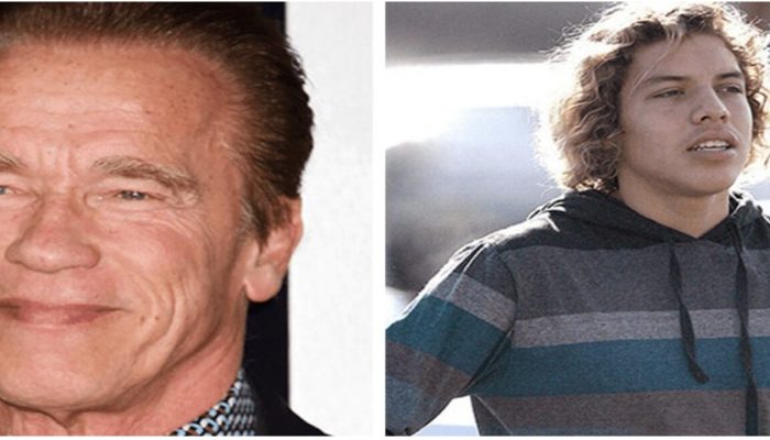 What is the presence of Arnold Schwarzenegger's mom, for whom the actor deserted his beautiful wife, and how has the entertainer's illegitimate child grown up?