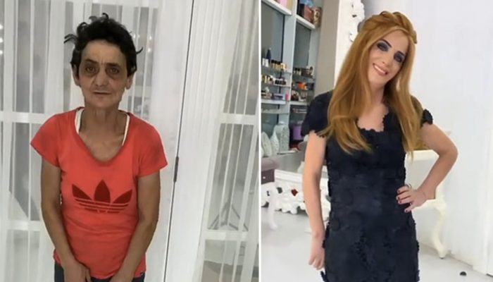 Took care of and made up: Stylists tidied up a homeless lady and transformed her into a real beauty.