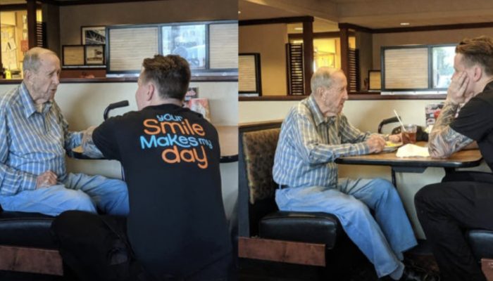 This 92-year-old veteran was eating alone before this waiter's behavior of kindness won many hearts.