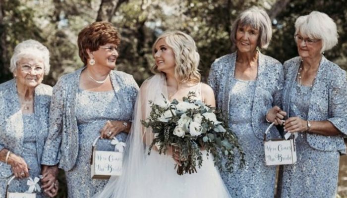The lady got married and invited her four grandmothers to be her flower girls. The result was astonishing.