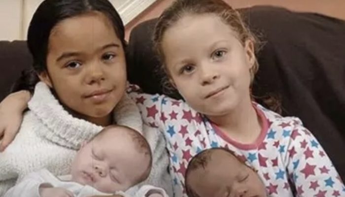 A woman gave birth to identical twins with distinct skin tones, but after seven years, she received another surprise.