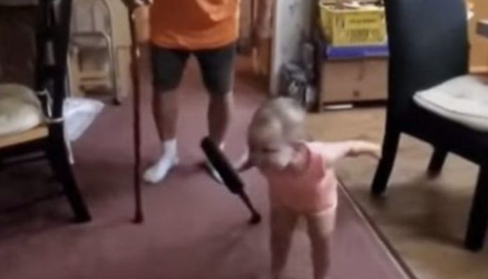 It's really cute and humorous when the granddaughter walks with a cane like her grandfather.