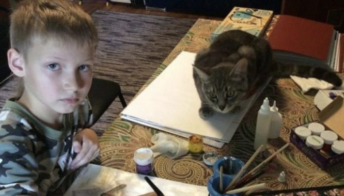 The talented boy sells his stunning paintings of animals to raise funds for supplies for animal shelters.