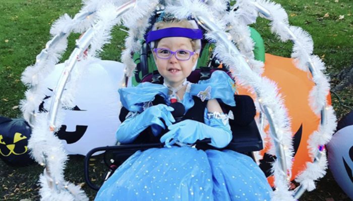 The mother changed the wheelchair of her daughter into a carriage that resembled Cinderella's and even made it glow at night.