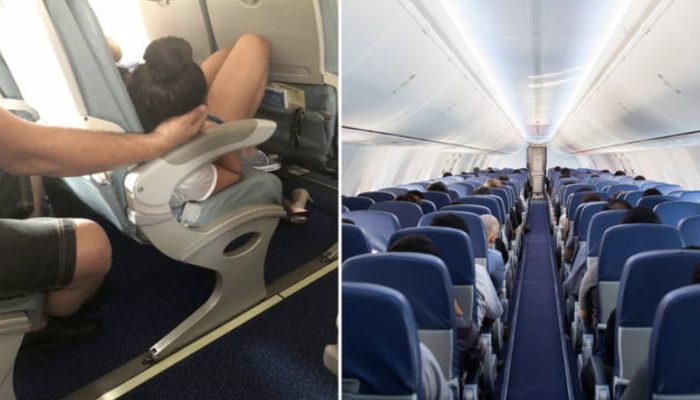 A plane passenger caught the moment one father let his daughter to sleep for 45 minutes on his arm.