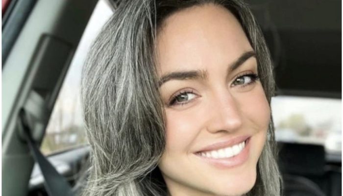 A woman with gray hair is now saving £1,000 a year after giving up dye. He looks amazing with her natural hue.