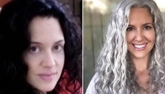 At age 21, the woman's hair turned fully gray, but since then, she's become even more gorgeous.