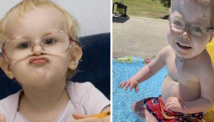 For the first time, the cute little kid saw his parents through the glasses. An amazing moment.