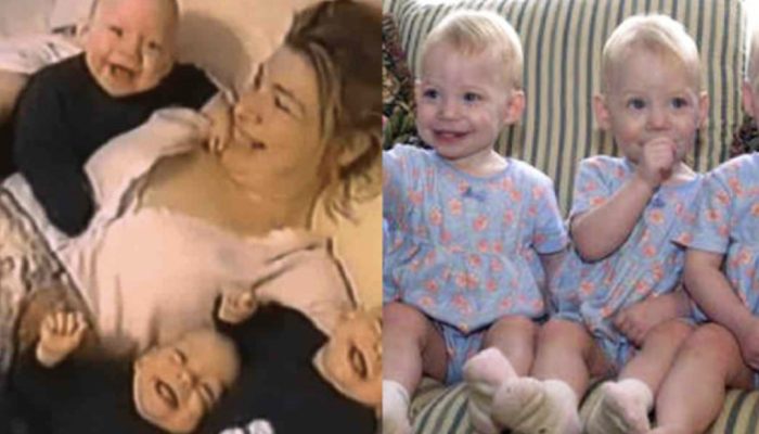 Sixteen years old. What the quadruplets from a hilarious viral video today look like laughing.