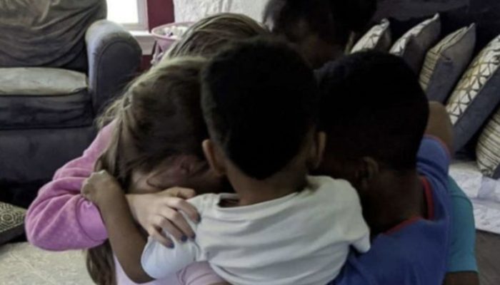 Parents of three who always desired a large family adopted five siblings who were separated while in foster care.