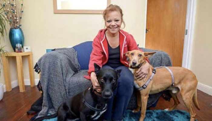 The kind woman slept in the car with her dogs since she didn't want to leave them outside.