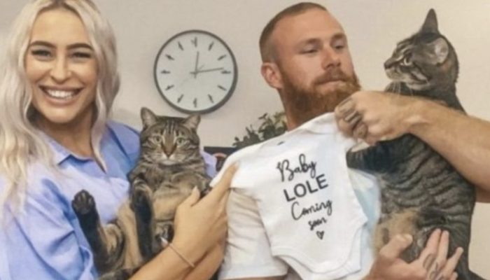 The caring cat was the first to notice that his adoring owner was pregnant. T.heir incredible bond.