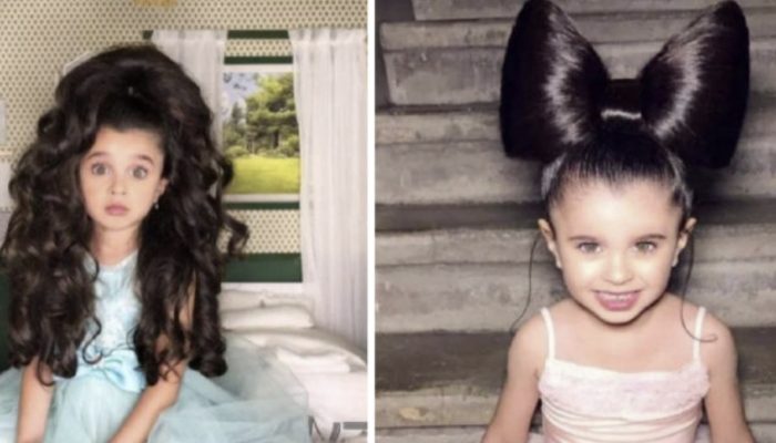 Pictures of the young girl became popular on the Internet because of her stunningly long hair.