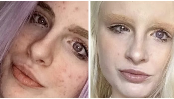 Everyone was surprised when the girl opened her eyes because no one had ever seen her eyes before.