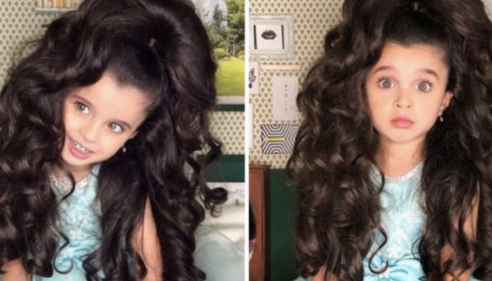 No one can believe that a 7-year-old girl's luxurious long hair is natural as she represents social media.