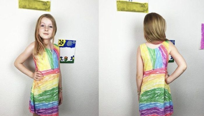 Mom has designed a one-of-a-kind project that allows the children to wear what they have drawn.