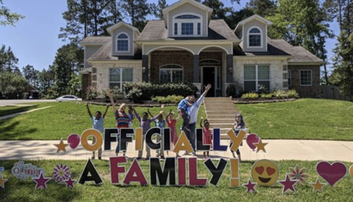Parents of three who always desired a large family adopted five siblings who were separated while in foster care.