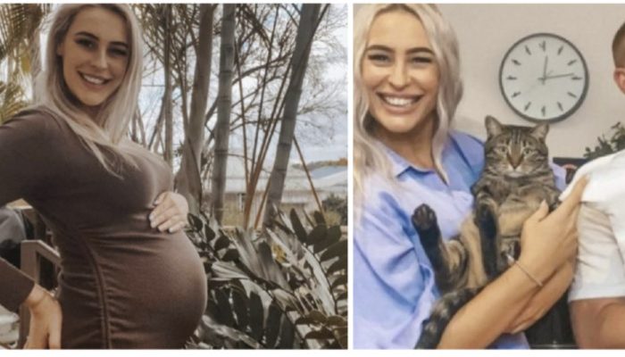 The caring cat was the first to notice that his adoring owner was pregnant. T.heir incredible bond.