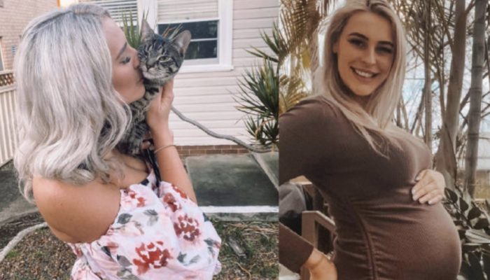 Cat was the first to notice that the owner was pregnant, and she started getting ready to meet the baby.