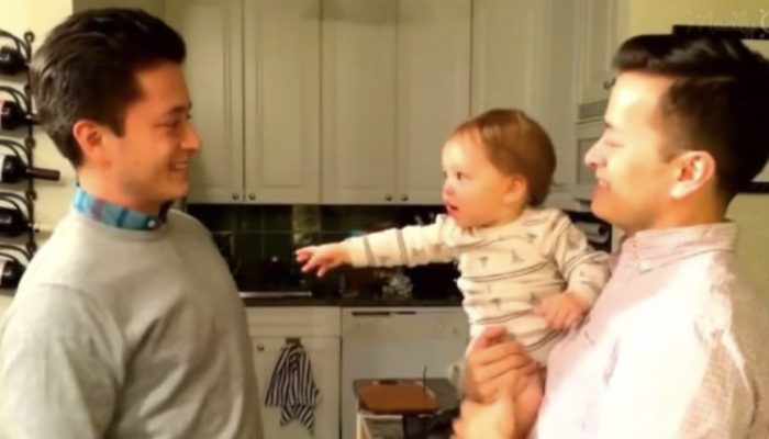 It's fascinating to see a young boy's response when he meets his father's twin sibling.