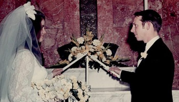 As a way to celebrate their anniversary, the elderly couple reenacts their wedding picture shoot in the same church where they exchanged vows