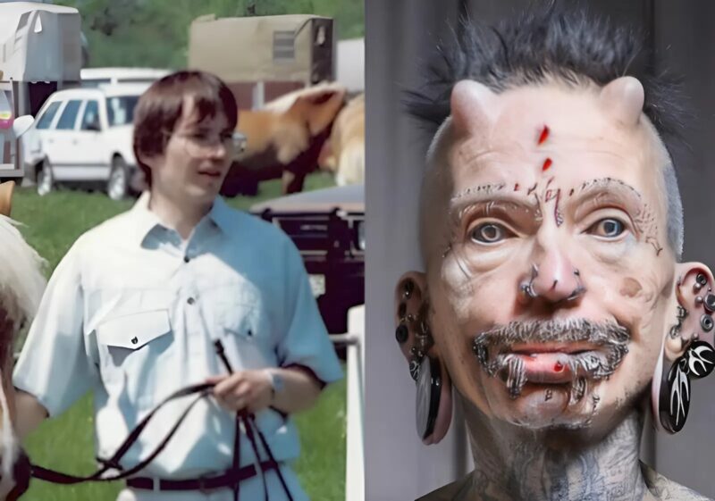 Férfi 560 piercinggel, számos tetoválással és mintával a homlokán: Ekko az első.