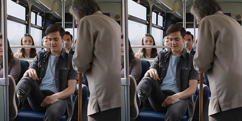 A buszon egy szemérmetlen fiatalember nemcsak hogy nem volt hajlandó átadni a helyét egy idős nőnek, de provokatívan még a lábát is az ülésre tette, de biztosan nem számított arra a válaszra, amit kapni fog.