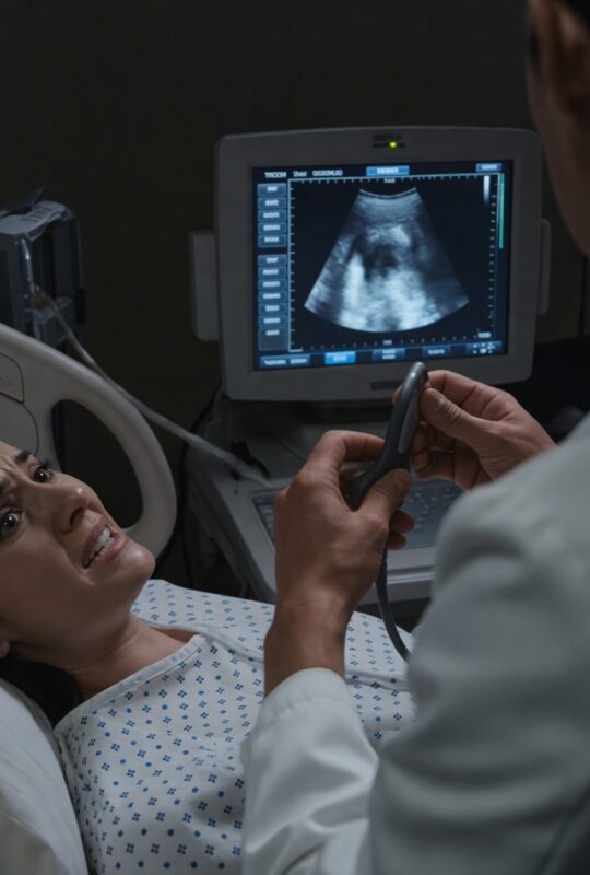 Az ultrahangos szobában, ahol a képernyőn a jövőből származó felvételek kezdtek megjelenni, a valóság, az idő és a félelem megmagyarázhatatlan módon feltárul.