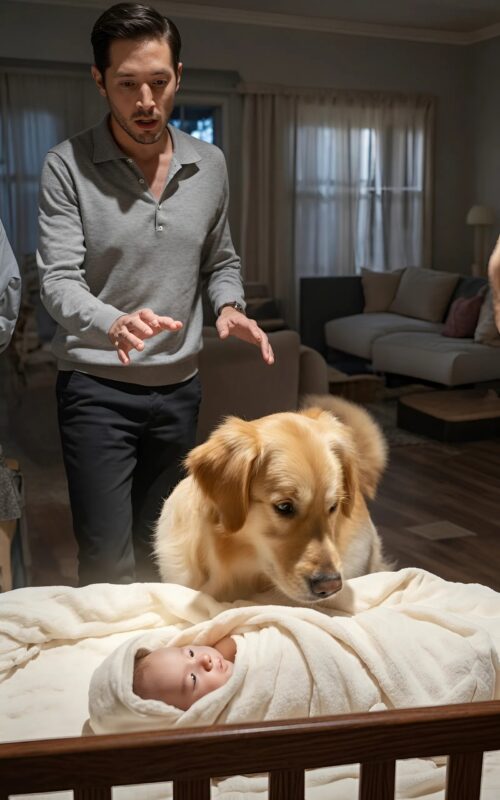 Az arany-retriever odalépett a kicsihez, és a család felfedezte furcsa viselkedésének valódi okát.