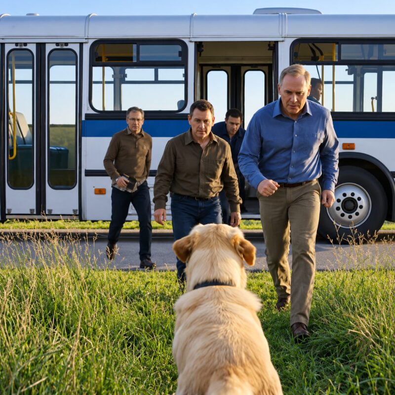 Egy sáros golden retriever megállít egy buszt a semmi közepén – és a nyakörvén lévő különös nyom mindenkit szóhoz sem jutva hagy.